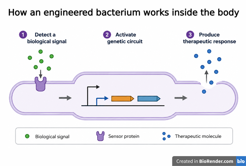 How an engineered bacterium works inside the body