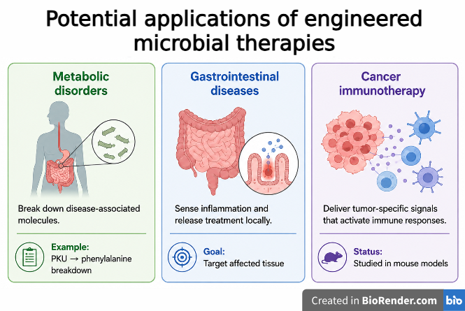 Potential applications of engineered microbial therapies